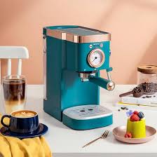 Machine à Café Électrique EKSED avec Mousseur à Lait - Bleu
