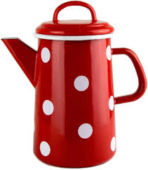 Théière Émaillée Rouge à Pois - 1