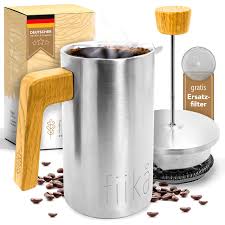 Cafetière à Piston Thermo 1L avec Poignée en Bois