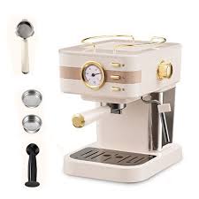 Machine à Café Expresso Rétro Années 20 avec Mousseur à Lait