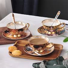 Tasse à Café Rétro Luxe en Céramique Rouge
