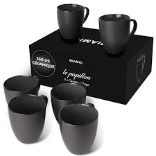 MIAMIO - Ensemble de 6 Tasses à Café en Grès de 350 ml