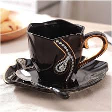 Ensemble de Tasses Créatives Diamants Noires