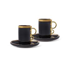 Ensemble de Tasses à Café Karaca Chahmeran Noir - 2 Pers. 100 ml