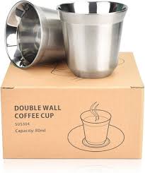 Set de 2 Tasses à Expresso en Acier Inoxydable 304