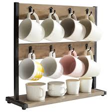 Support à Tasse à Café Rustique à 2 Niveaux