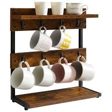 Support à Tasses Rustique à 2 Étage IBUYKE