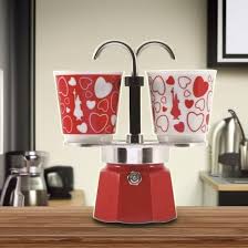 Ensemble Moka Mini Express Bialetti avec 2 Tasses Cœur