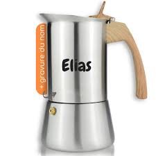 Cafetière Italienne Milu en Inox avec Gravure - 2 Tasses