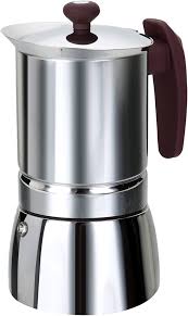 Cafetière Italienne Inox 6 Tasses - Poignée Marron