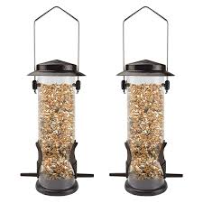 Ensemble de 2 Mangeoires à Oiseaux Métalliques pour Jardin