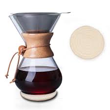 Cafetière à Bec Verseur en Bois avec Filtre Permanent QLESHINING