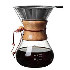 Cafetière en Verre 400 ML avec Filtre Double Couche et Carafe en Bois Anti-brûlure