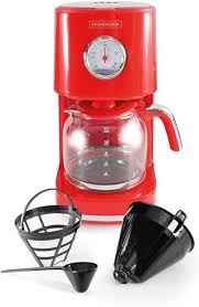 Cafetière Rétro Rouge avec Filtre Nylon Réutilisable