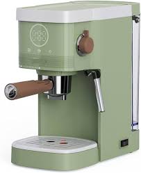 Machine à Café Italienne Rétro Verte avec Mousseur à Lait