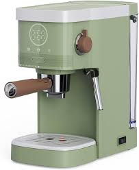 Cafetiere Capsule Rétro Italienne avec Mousseur à Lait Vert