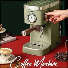 Machine à Café Rétro Verte avec Mousseur à Lait