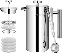 Cafetière à Piston en Acier Inoxydable 1L - 8 Tasses