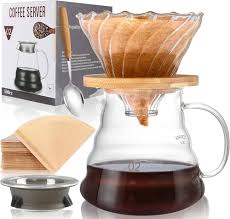 Ensemble de Cafetière en Verre avec Filtre Manuel
